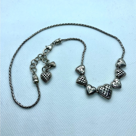 Vintage Sterling Silver Heart Bead Necklace, 18” long - Picture 2 of 7